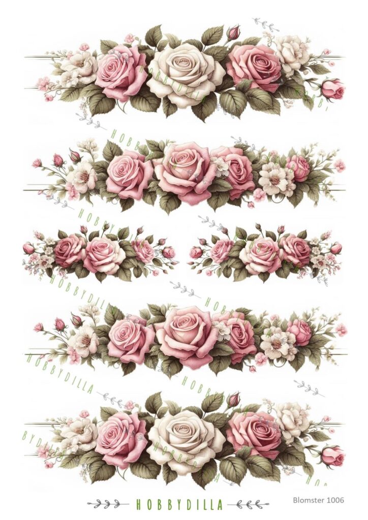 Motivark Blomster 1006 M Rosebord rosa