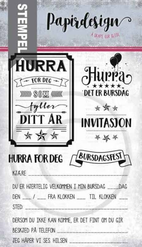 Papirdesign Stempel  Bursdagsinvitasjon
