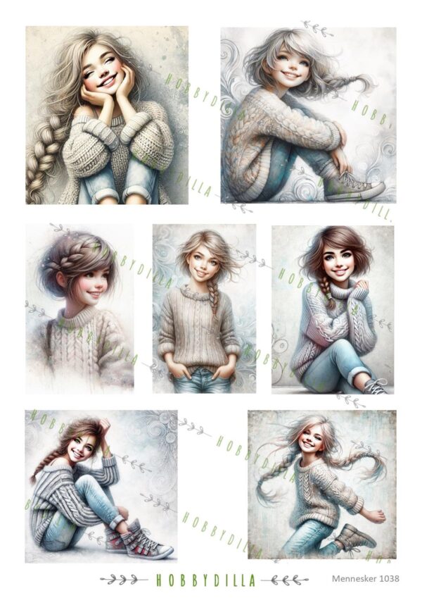 15382.jpg Motivark Mennesker 1038 M Unge jenter med strikkegenser