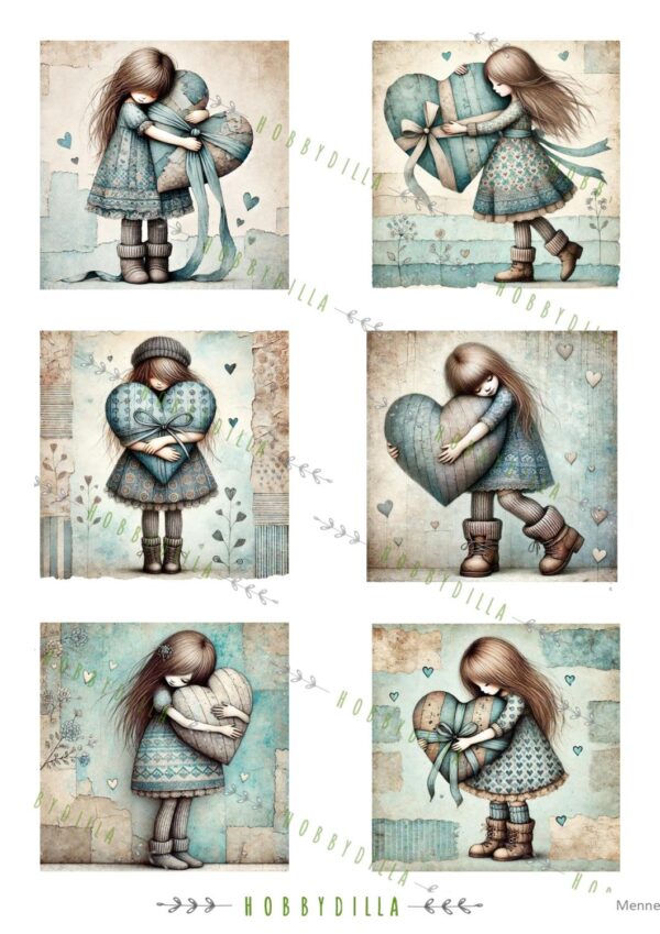 Motivark Barn 1040 M Jenter med et stort hjerte, turkis