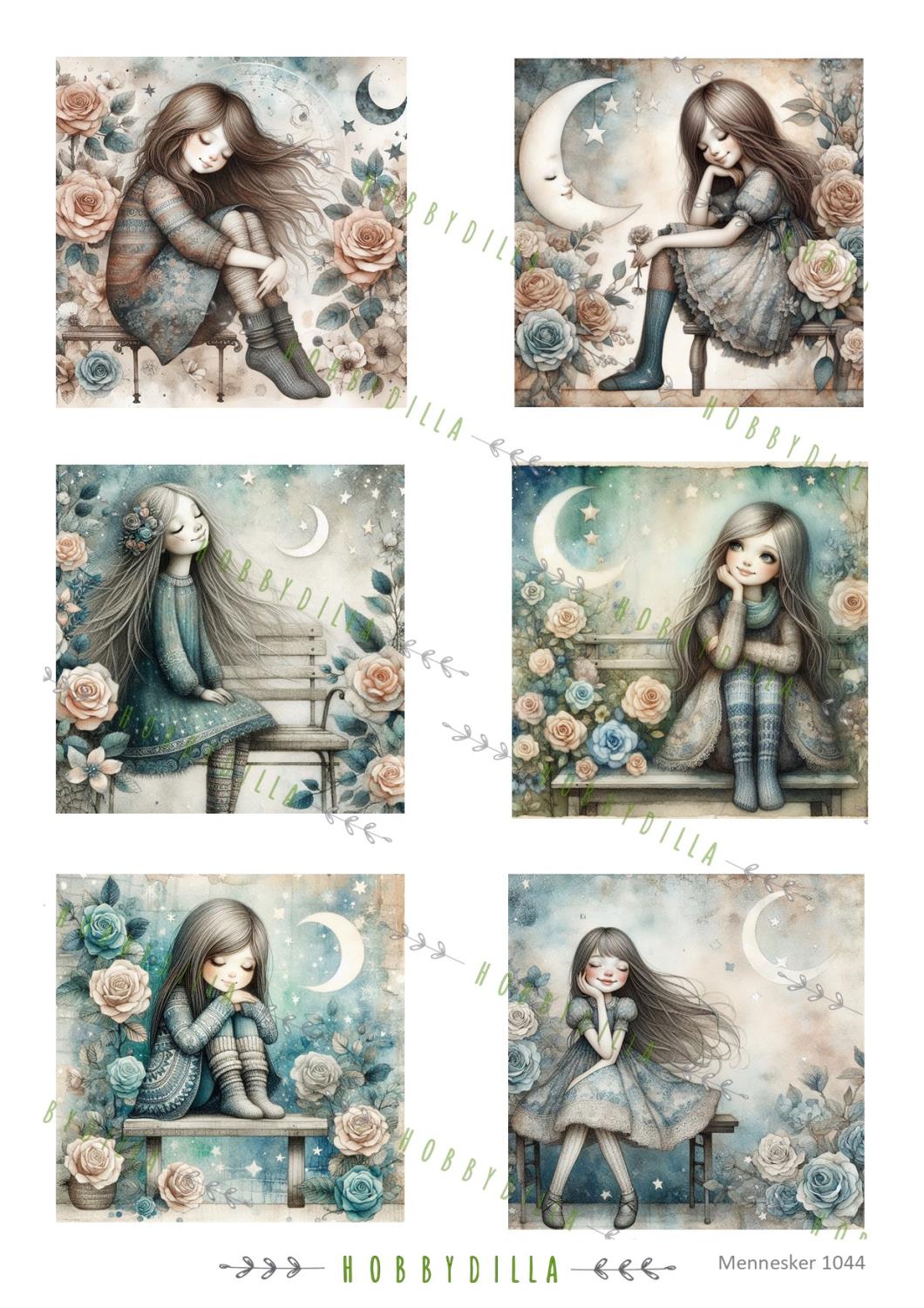 Motivark Barn 1044 M Jenter i måneskinn 2 - Bilde 1