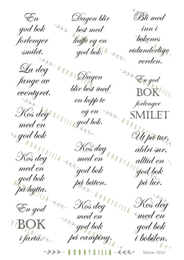 15390.jpg Motivark Tekster 1012 M Bokmerke tekster