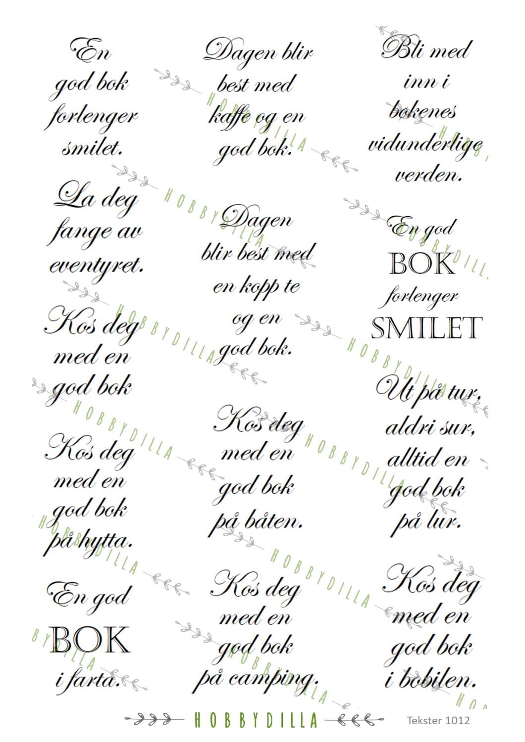 Motivark Tekster 1012 M Bokmerke tekster - Bilde 1