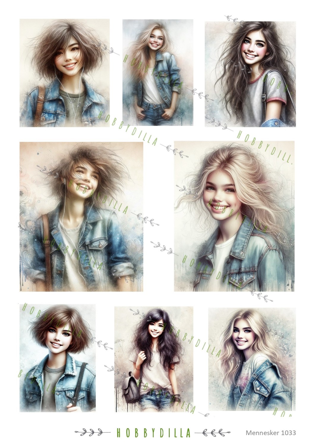 Rispapir A4 Mennesker 1033 Unge jenter - Bilde 1