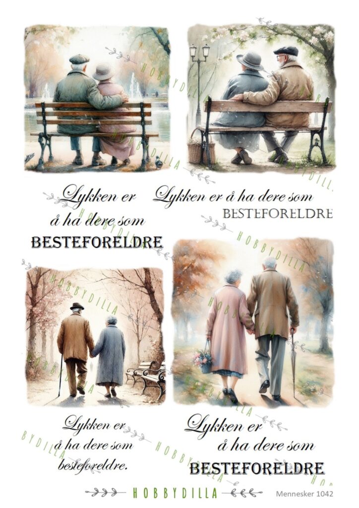 Rispapir A4 Mennesker 1042 Besteforeldre med tekst