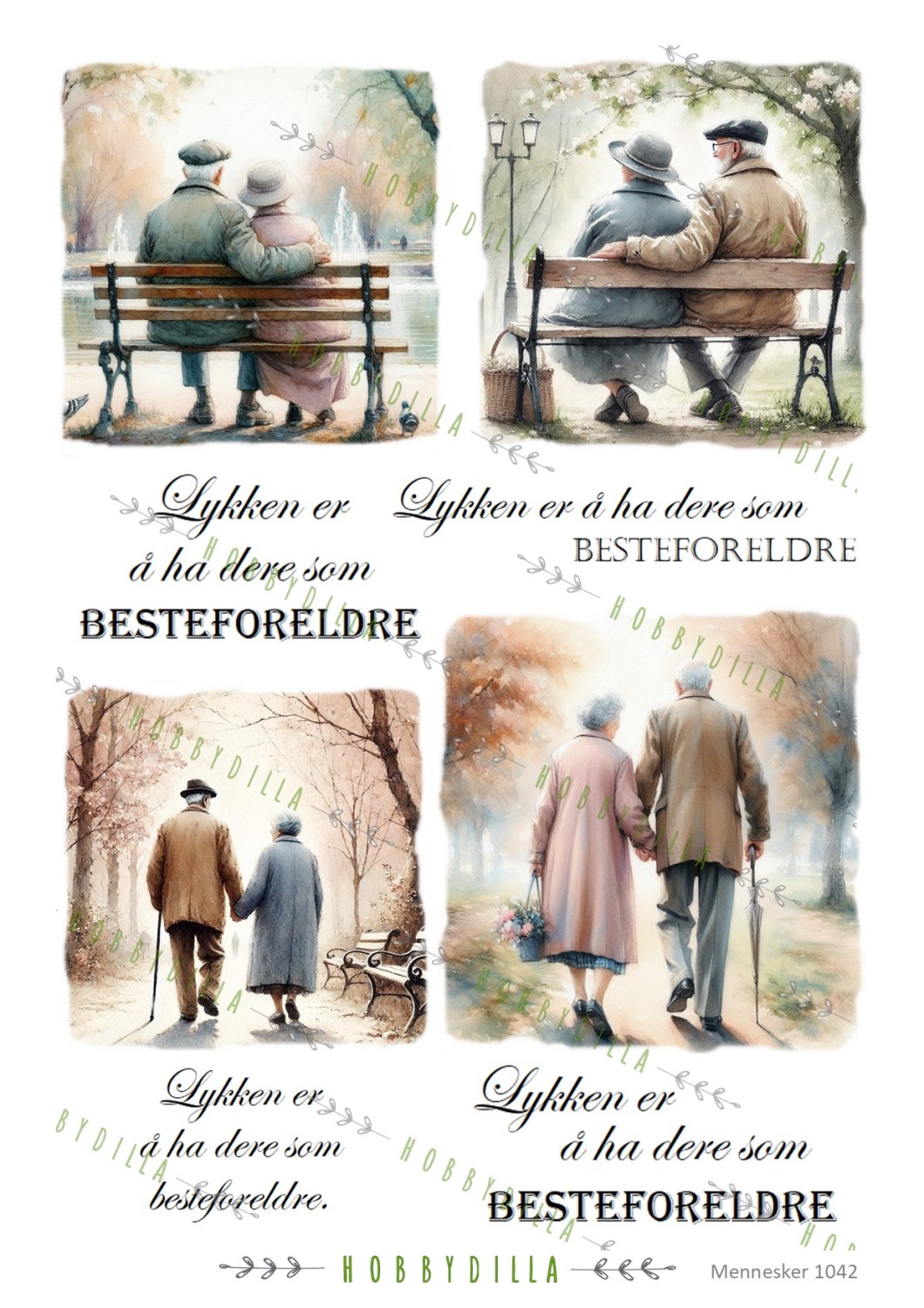 Rispapir A4 Mennesker 1042 Besteforeldre med tekst - Bilde 1