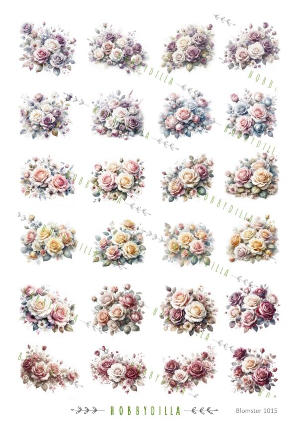 15475.jpg Rispapir A4 Blomster 1015 Miniroser
