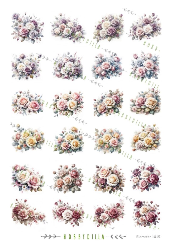 Rispapir A4  Blomster 1015 Miniroser