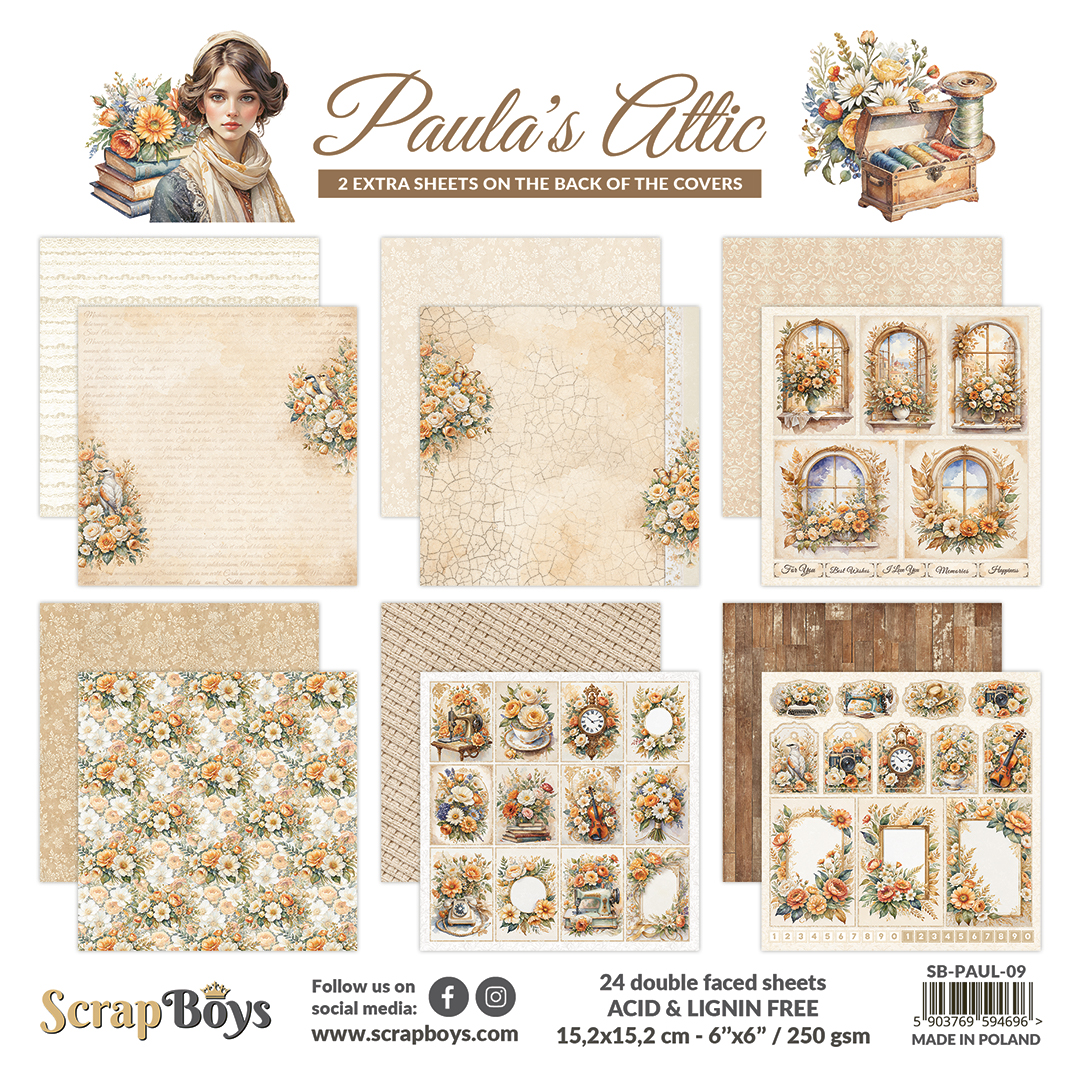 ScrapBoys Paula`s Attic - 09  6x6 Blokk - Bilde 1