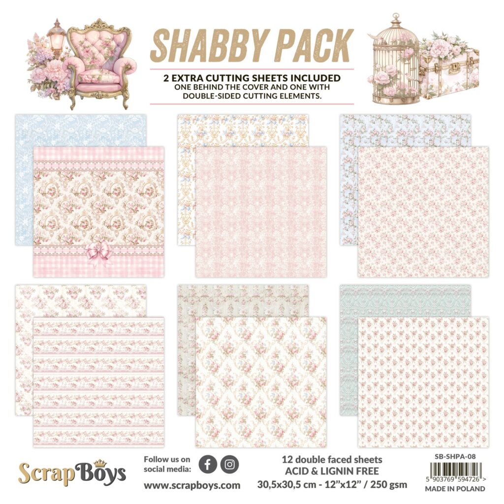 ScrapBoys Shabby Pack - 10 8x8 Blokk