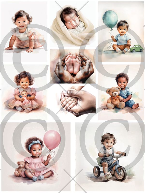 15554.jpg Papirdesign Motivark - Babyjente og babygutt