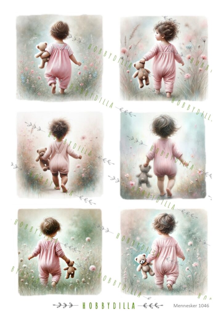 Rispapir Barn 1046 Babyjente i blomstereng