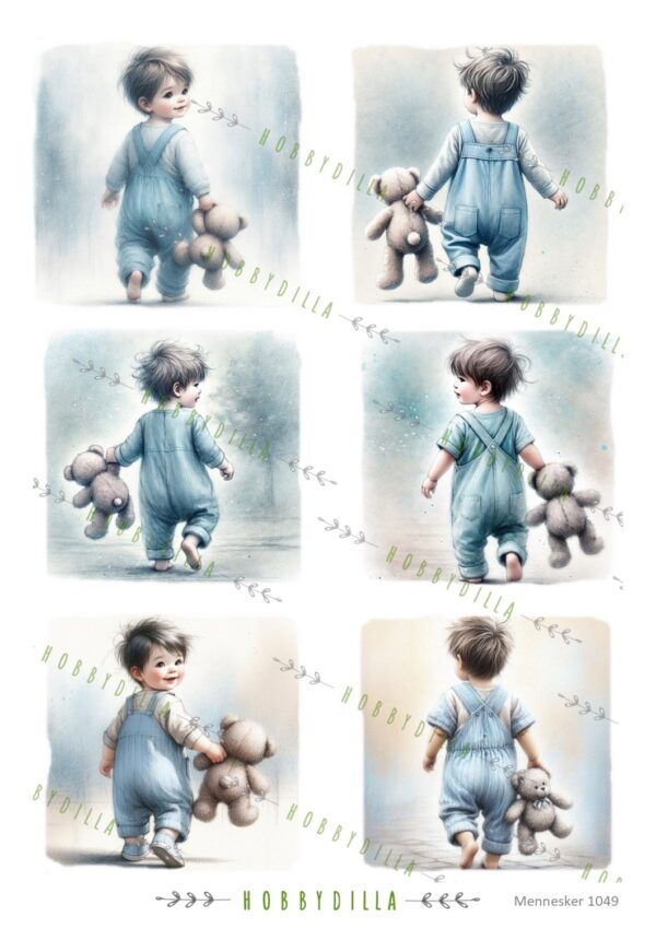 Rispapir Barn 1049 Babygutt med bamse