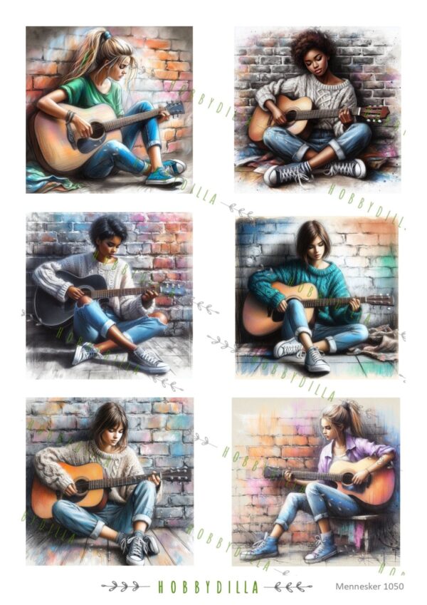 Rispapir Mennesker 1050 M Jenter med gitar