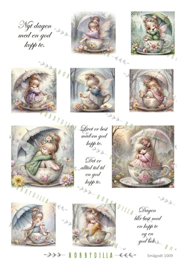 Motivark Smågodt 1009 M Tekopper med tekst