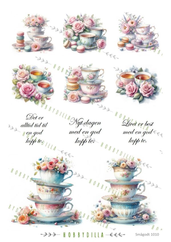 Motivark Smågodt 1010 M Tekopper med tekst