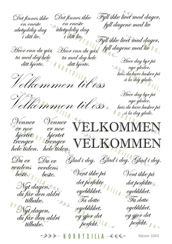 Motivark  Tekster M 1003 Fine ord - Mørk Brun