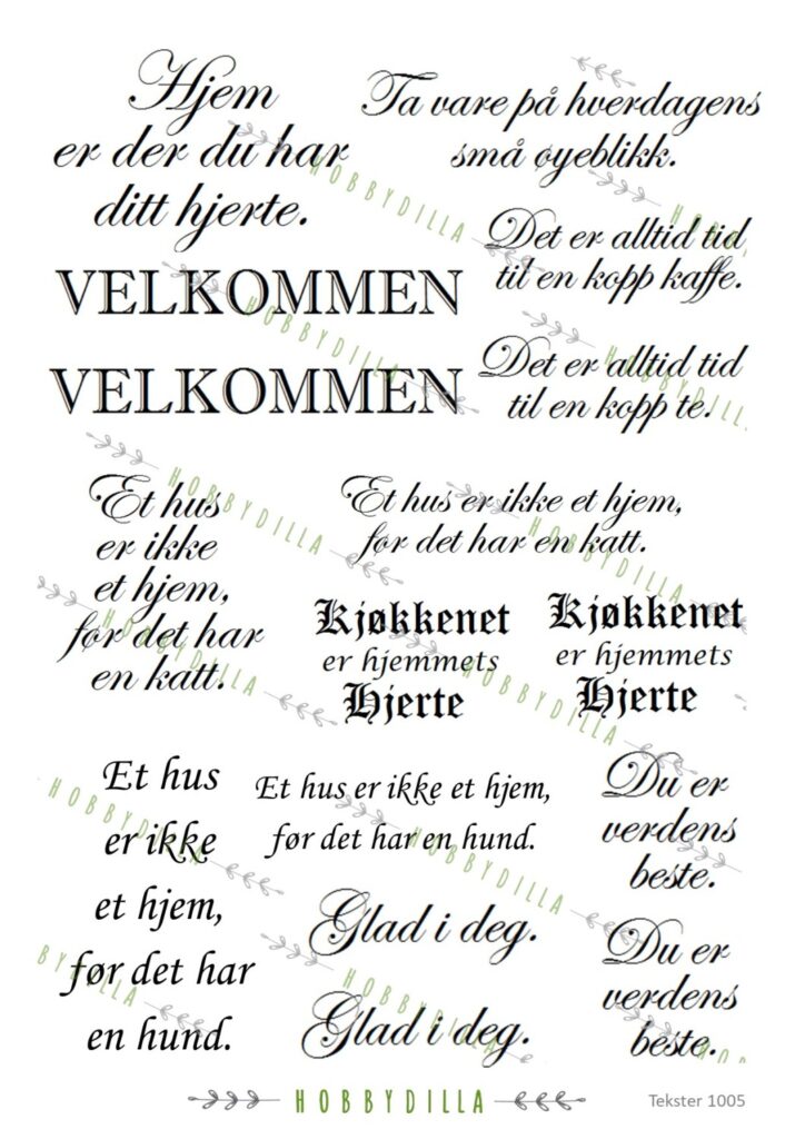 Motivark  Tekster 1005 M Hjem