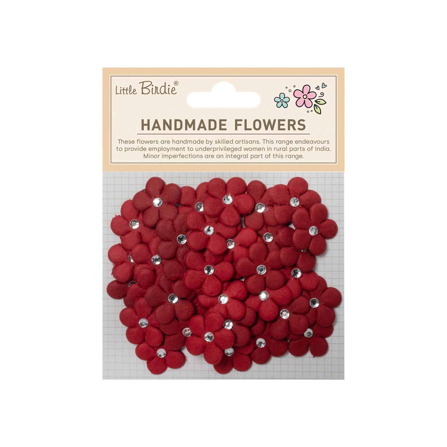 Little Birdie Daisies Cardinal Red 40 stk - Bilde 1