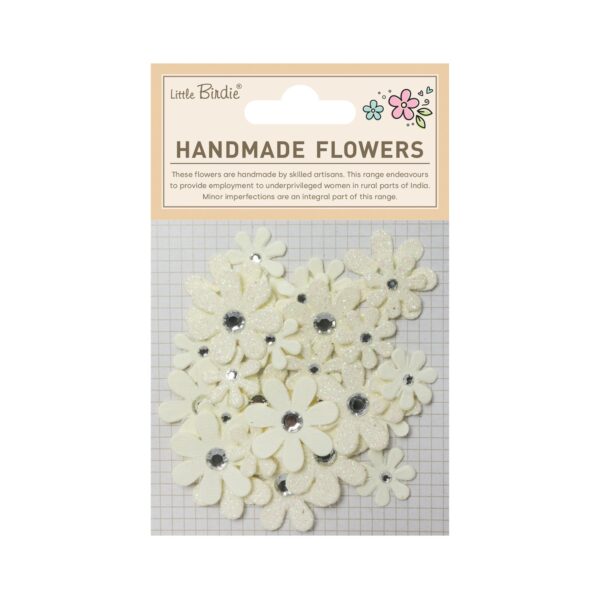 15784.jpg Little Birdie Sparkle Florettes Ivory Pearl 30 Stk