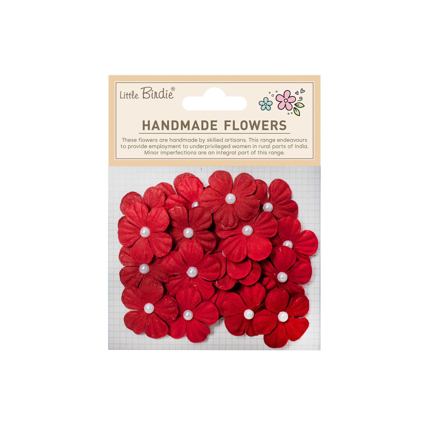 Little Birdie Pearl Petals Cardinal Red 30 Stk - Bilde 1