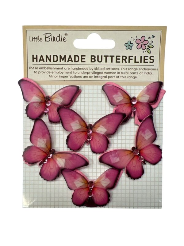 15829.jpg Little Birdie 3D Klistremerker Graceful Wings Pink Tint 6 Stk