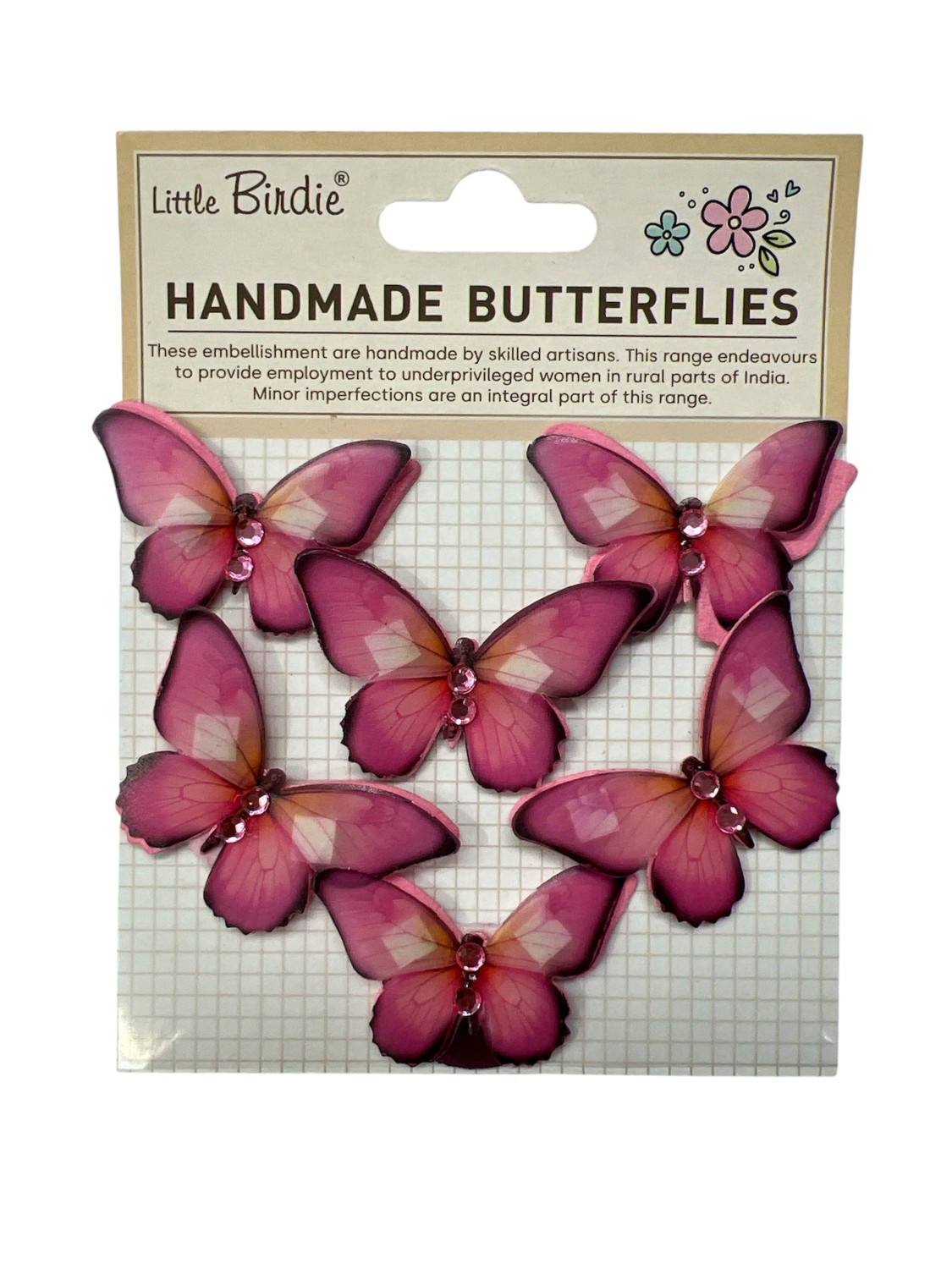 Little Birdie 3D Klistremerker Graceful Wings Pink Tint 6 Stk - Bilde 1