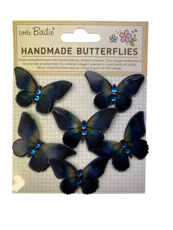 15830.jpg Little Birdie 3D Klistremerker Graceful Wings Blue Orchid 6 Stk