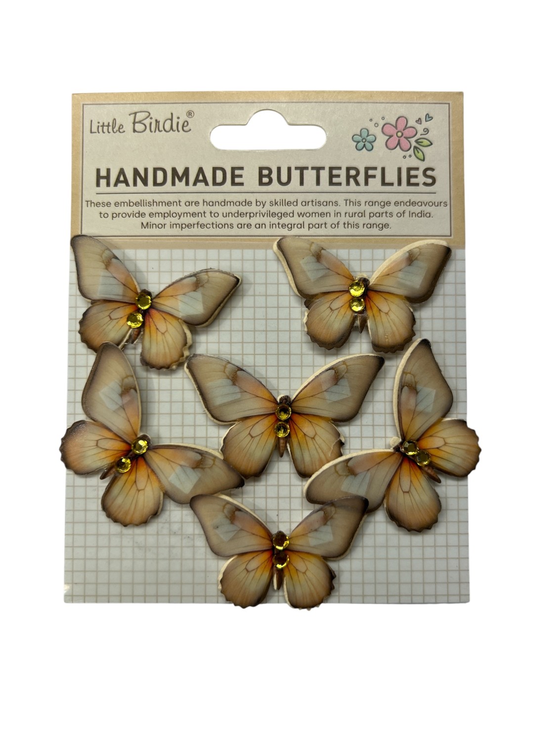 Little Birdie 3D Klistremerker Graceful Wings Cream Tint 6 Stk - Bilde 1