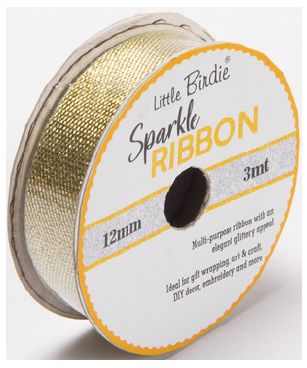 Little Birdie Glitterbånd Lys Gull 12mm 3m