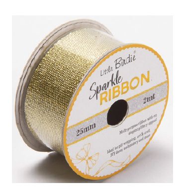 Little Birdie Glitterbånd Lys Gull 25mm 2m
