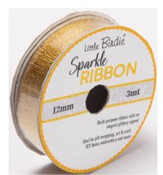 Little Birdie Glitterbånd Gull 12mm 3m