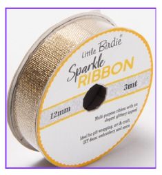 Little Birdie Glitterbånd Rosegull 12mm 3m