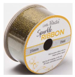 Little Birdie Glitterbånd Antikk Gull 25mm 2m