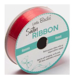 Little Birdie Satin Bånd Rød 6mm 8m