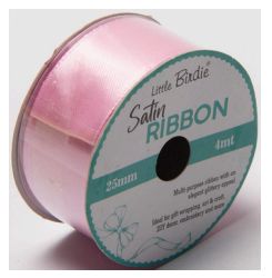 Little Birdie Satin Bånd Babyrosa 25mm 4m