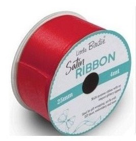 Little Birdie Satin Bånd Rød 25mm 4m