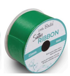 Little Birdie Satin Bånd Grønn 25mm 4m
