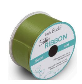 Little Birdie Satin Bånd Olivengrønn 25mm 4m