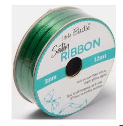 Little Birdie Satin Bånd Grønn 3mm 12m