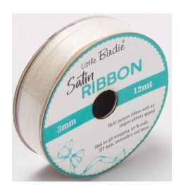 Little Birdie Satin Bånd Off White 3mm 12m