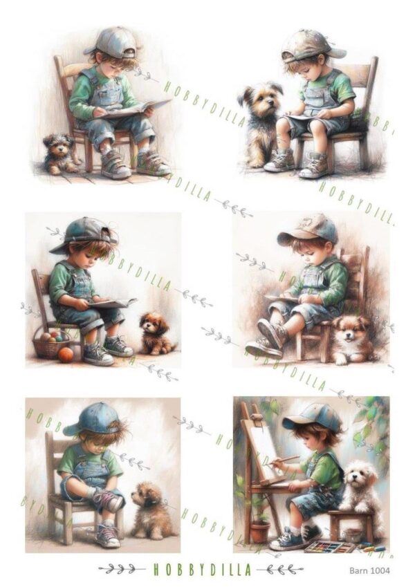 Motivark  Barn 1004 M Gutter pastelltegning