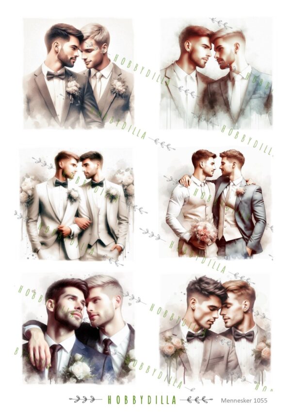 Rispapir A4  Mennesker 1055 Brudepar Menn