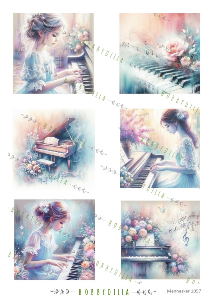 Rispapir A4 Mennesker 1057 Piano Jenter