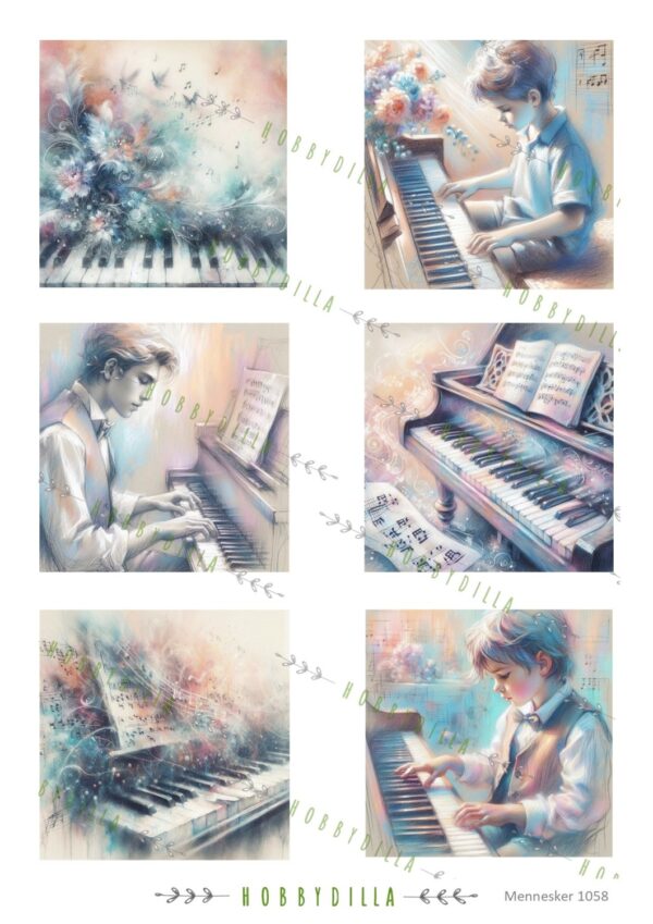 16088.jpg Rispapir A4 Mennesker 1058 Piano Gutter