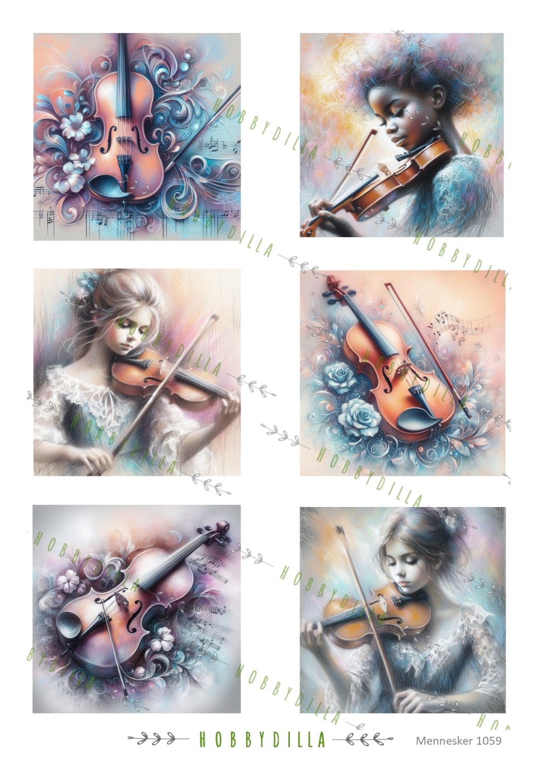 Rispapir A4 Mennesker 1059 Fiolin Jenter - Bilde 1