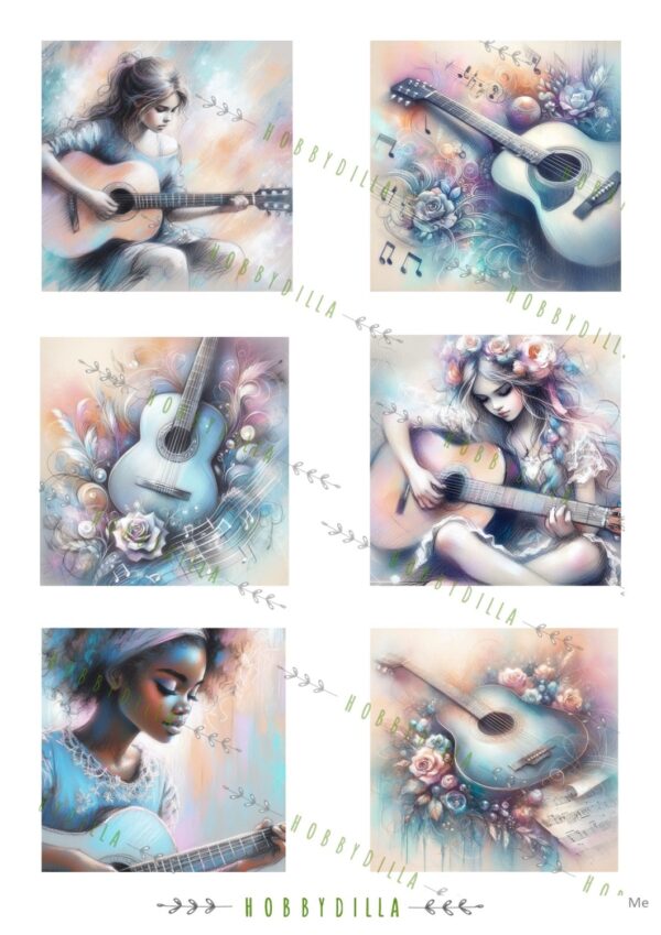 16091.jpg Rispapir A4 Mennesker 1061 Gitar Jenter