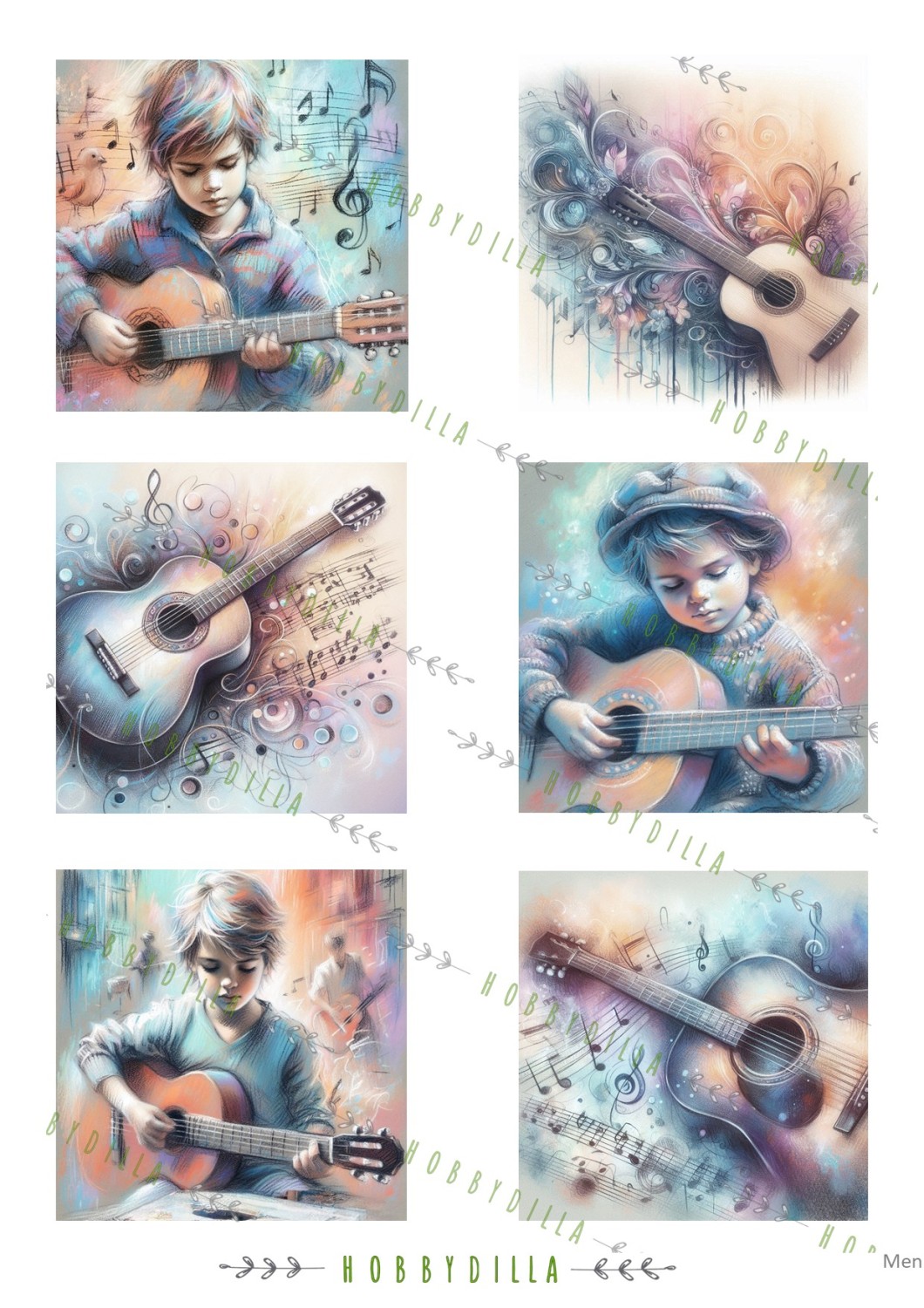 Rispapir A4 Mennesker 1062 Gitar Gutter - Bilde 1