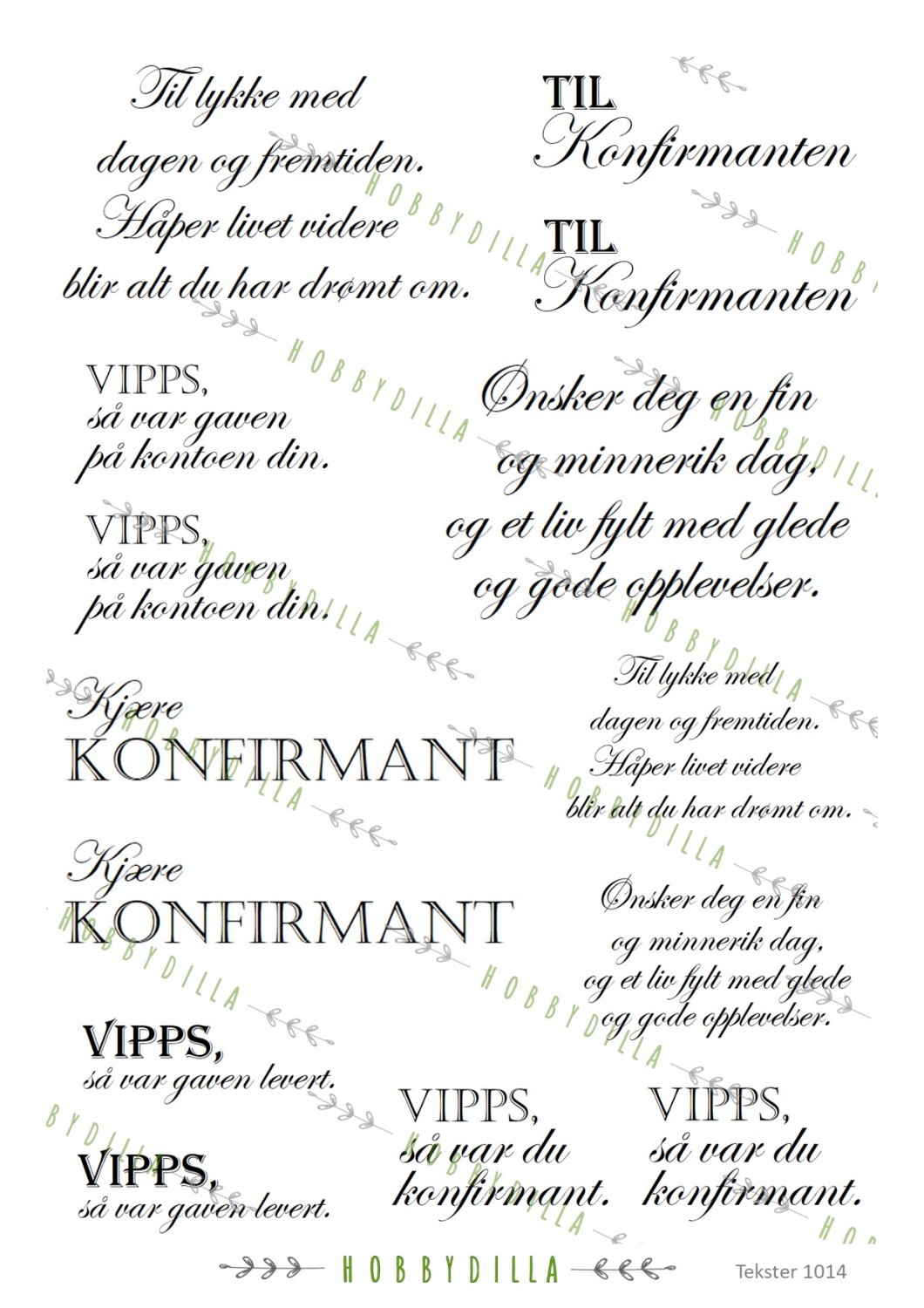 Motivark  Tekster 1014 M Konfirmasjon - Bilde 1