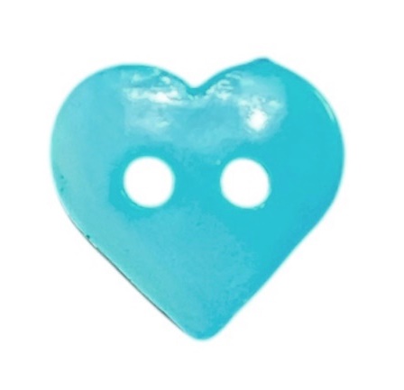 Knapp  2 hulls Hjerte 10 mm Turkis